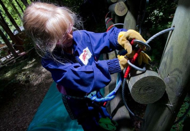  Child on the easy adventure course 